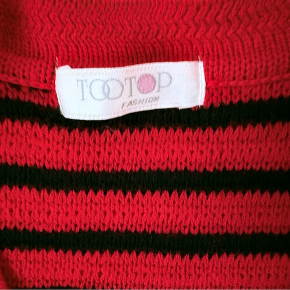 Red and Black Stripe Knit Cardigan - Picture 4 of 4